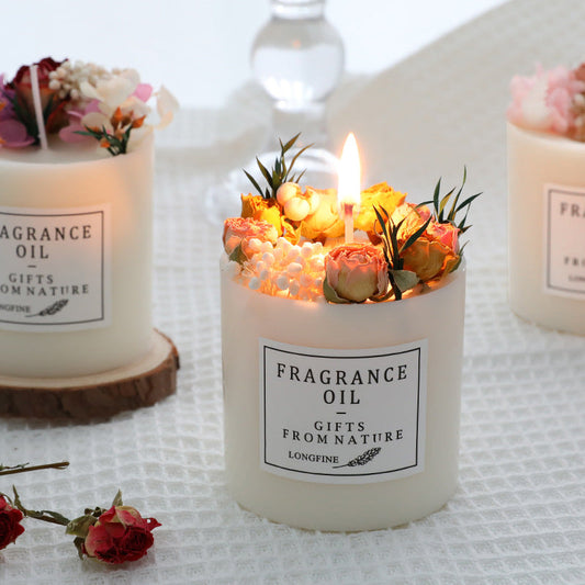 Dried Flowers Decor Romantic Candles